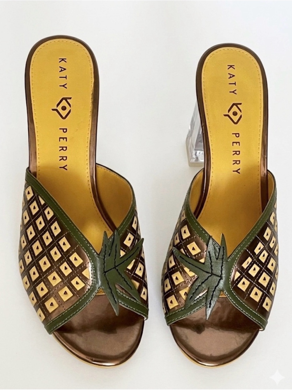 Katy Perry The Coolada Pineapple Mules Lucite Heel 9 (Fits 8-8.5)